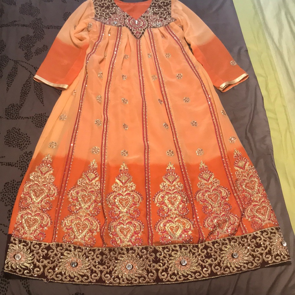Designer Indian Peach and Maroon Shalwar Kameez